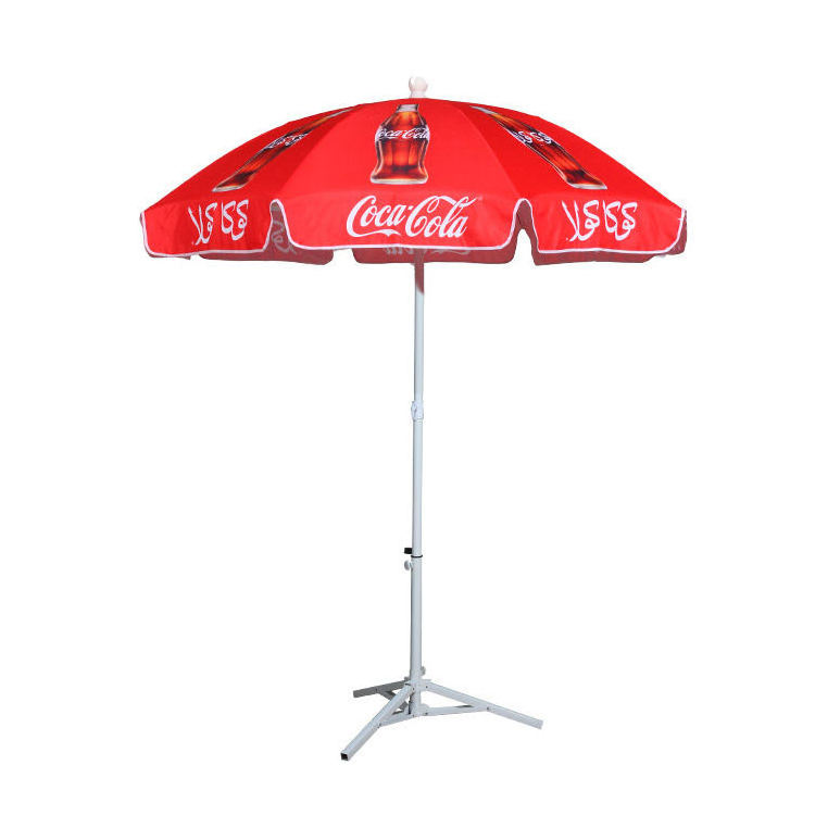 Free Design Cheap Outdoor Advertising Custom Logo Printing Sun Outdoor Coca Cola Parasol Garden Beach Folding Marketing Umbrella