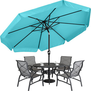 10FT 9FT Large Valance Patio Umbrella Outdoor Shade Tilt Table Market for Garden Parasols Beach Umbrella with Push Button Tilt