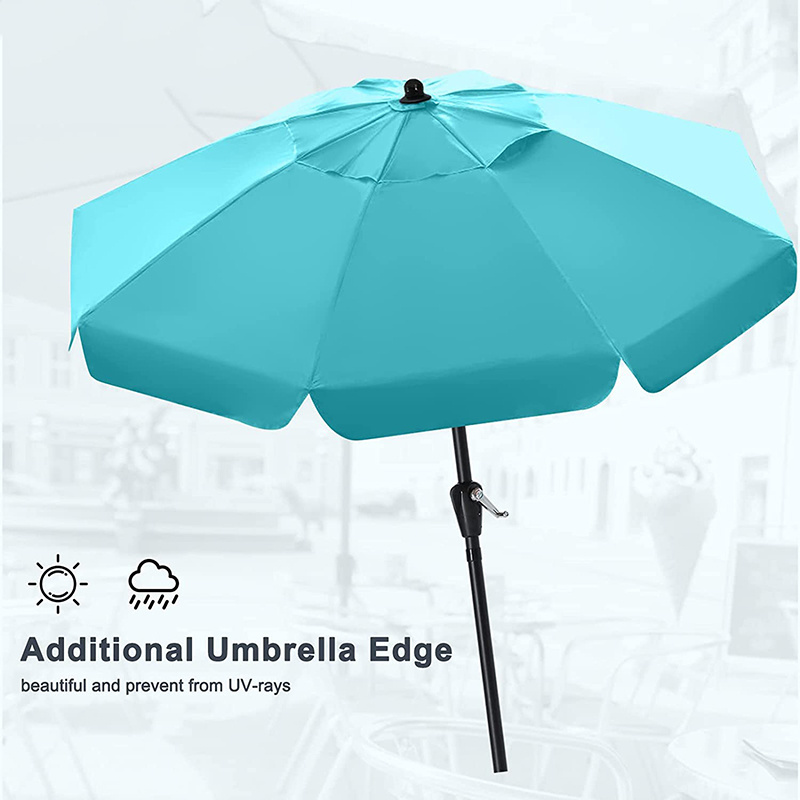 10FT 9FT Large Valance Patio Umbrella Outdoor Shade Tilt Table Market for Garden Parasols Beach Umbrella with Push Button Tilt