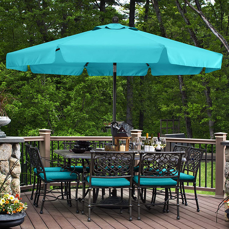 10FT 9FT Large Valance Patio Umbrella Outdoor Shade Tilt Table Market for Garden Parasols Beach Umbrella with Push Button Tilt