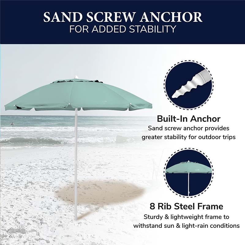 7 ft Arc Portable Custom Logo sombrilla Adjustable Tilt Vented Canopy Wind Resistant Sun Beach Umbrellas Outdoor UV Protection