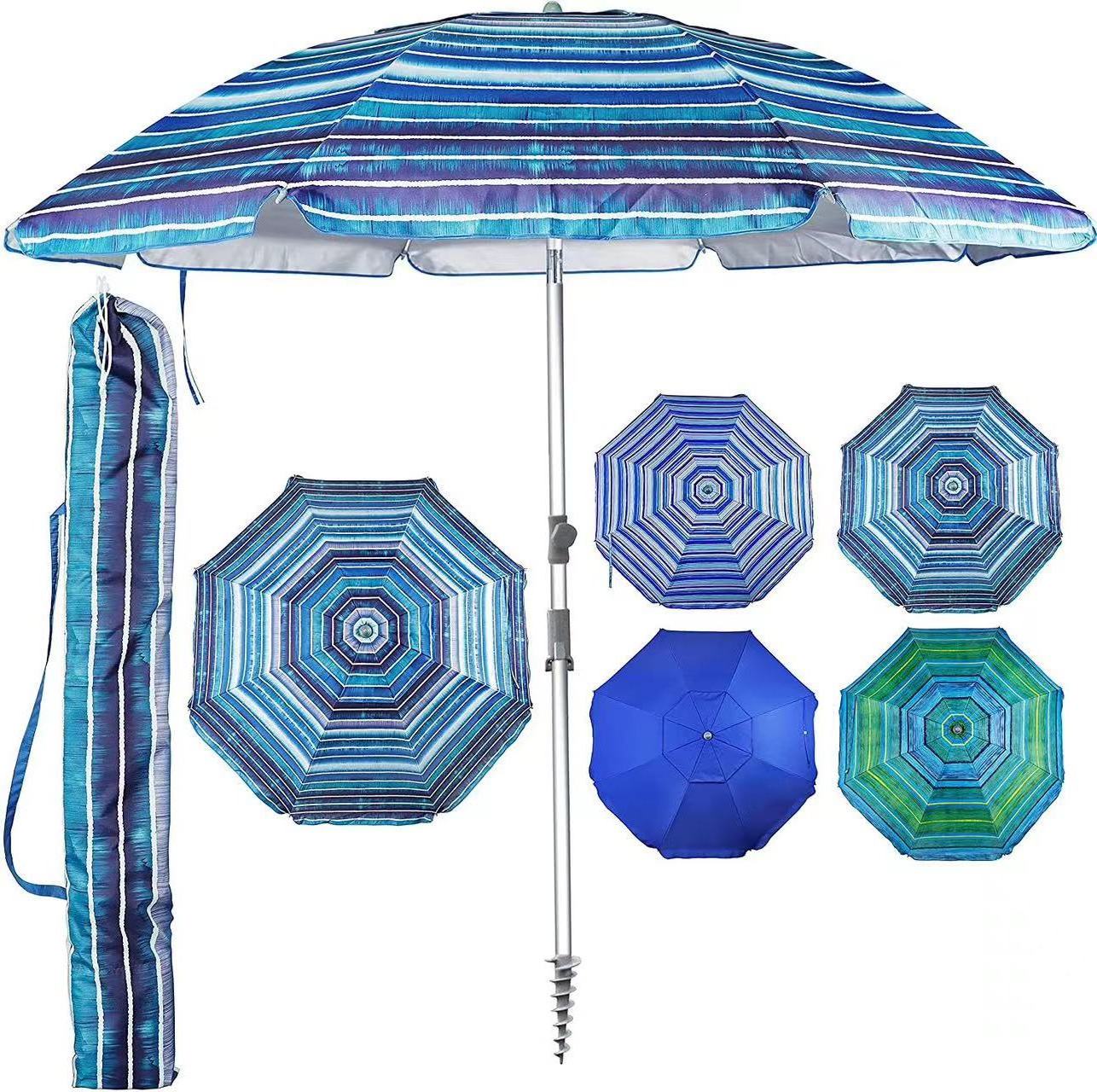 Custom Logo 6ft Polyester Steel Pole Advertising outdoor Sun Umbrella Beach Umbrella Patio Umbrella