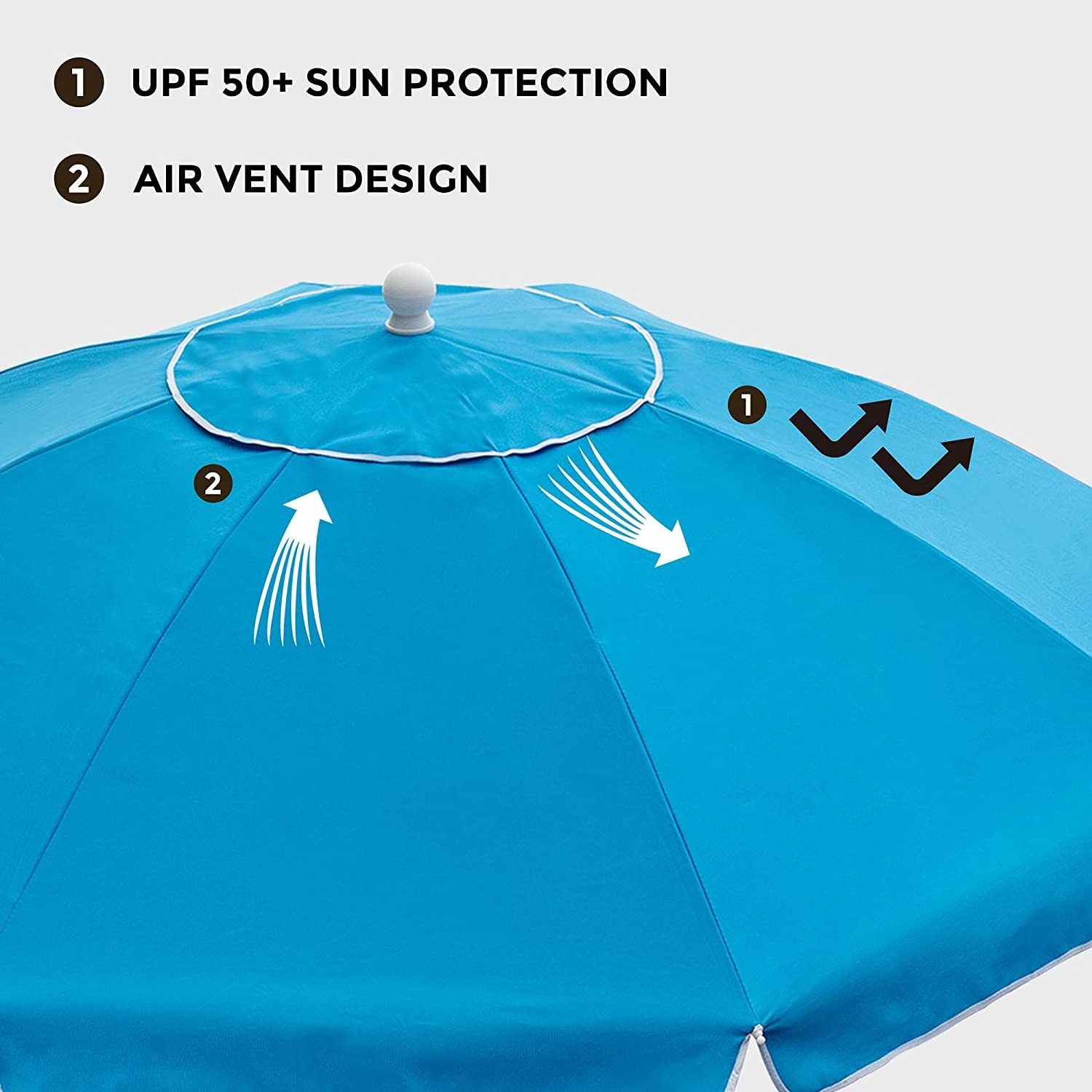 200cm 180cm Outdoor Parasol UV Protection Windproof Polyester Fabric Adjustable Sun Shade Beach Patio Umbrella With Tilting Tilt