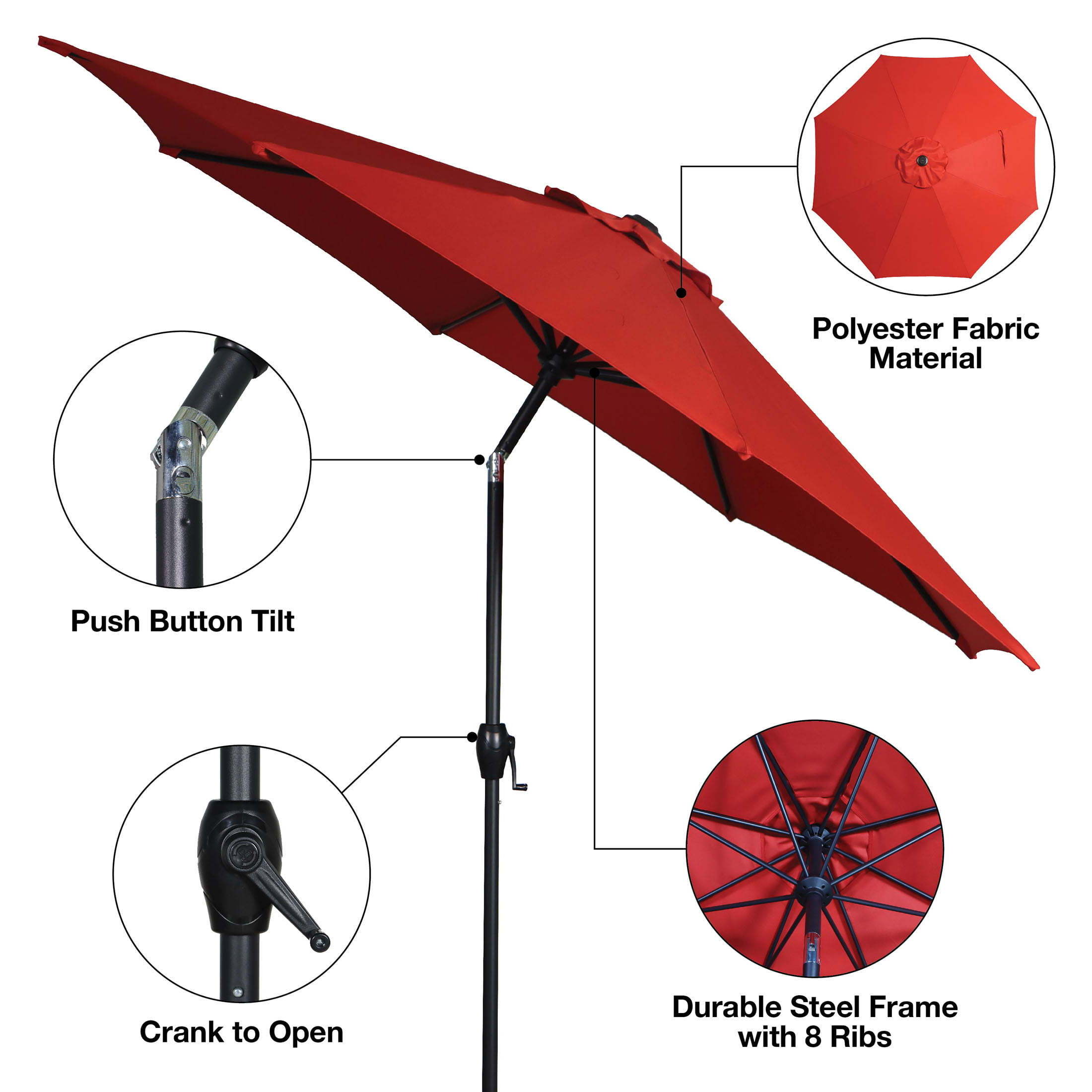 9ft waterproof outdoor garden patio Umbrella With Push Button Tilt And Crank,market umbrella Parasols with base For Garden Table