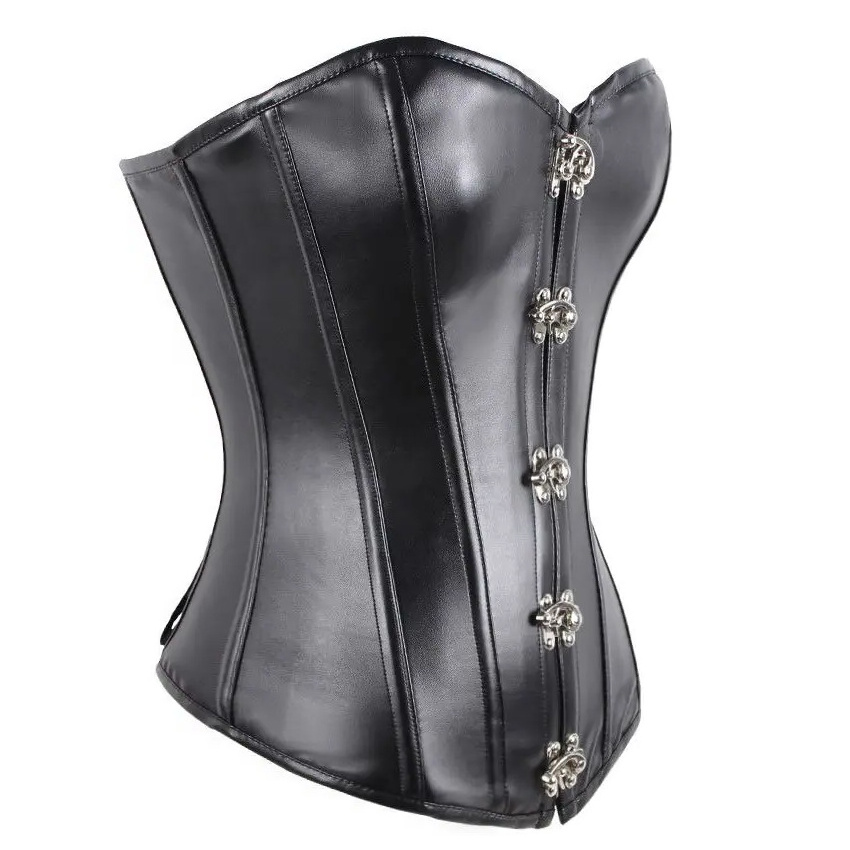 Black Leather Full Bust Corset For Ladies New Genuine Leather Waist Shapers Customized Black Leather