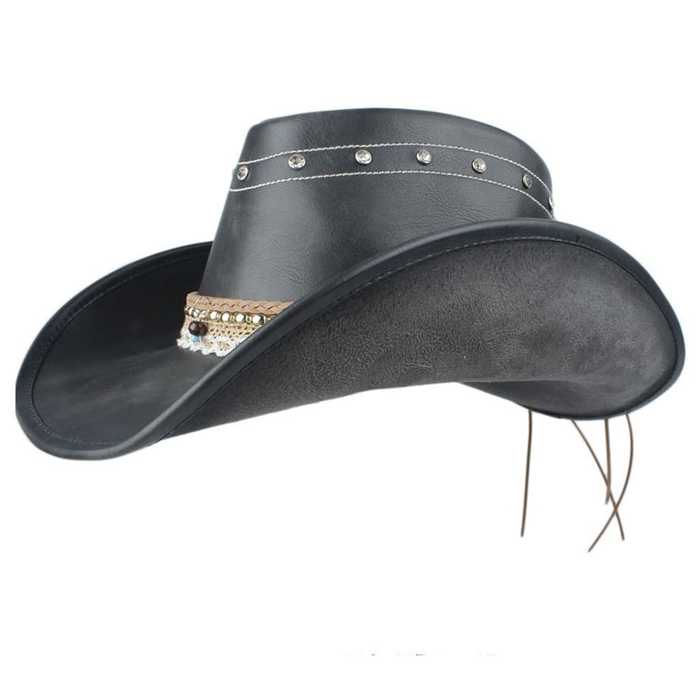 Wholesale Custom Design Men's Western Cowboy Hat For Gentleman Lady Winter Jazz Cowgirl With Leather Cloche Church Cowboy Hat