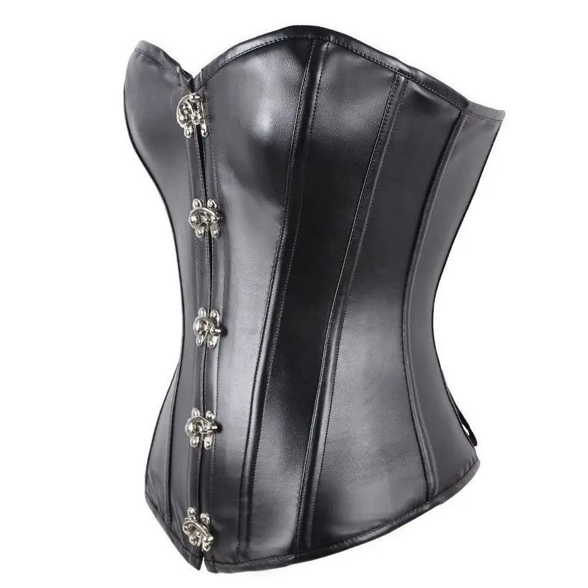 Black Leather Full Bust Corset For Ladies New Genuine Leather Waist Shapers Customized Black Leather