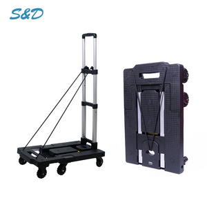 Heavy load aluminum foldable compact platform flatbed lightweight portable retractable folding luggage hand trolley cart truck