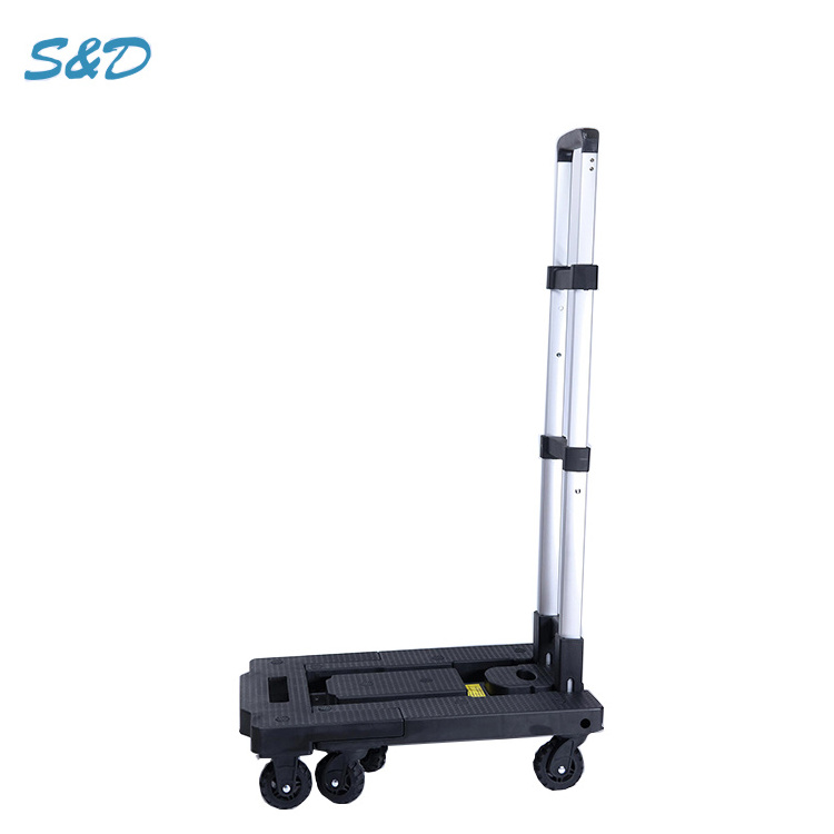 Heavy load aluminum foldable compact platform flatbed lightweight portable retractable folding luggage hand trolley cart truck