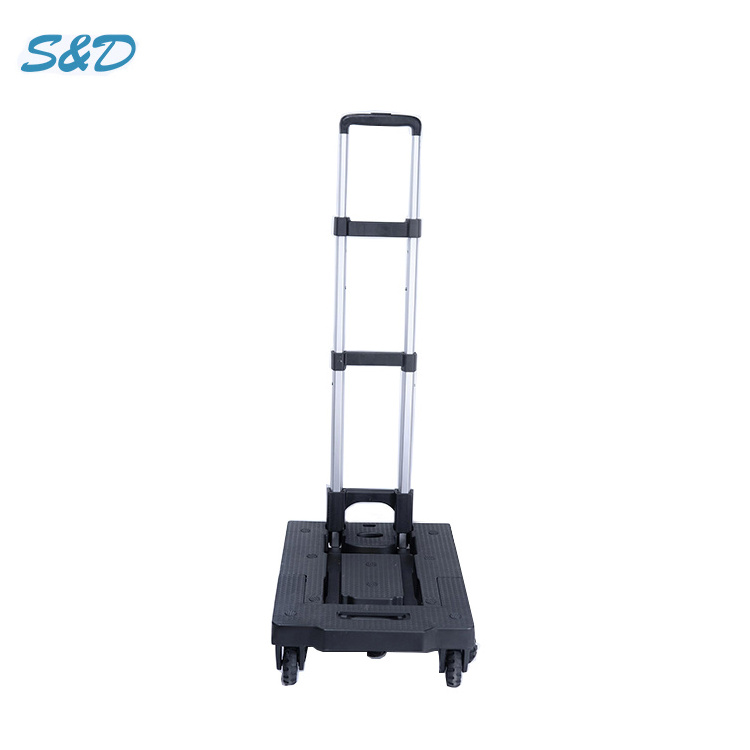 Heavy load aluminum foldable compact platform flatbed lightweight portable retractable folding luggage hand trolley cart truck