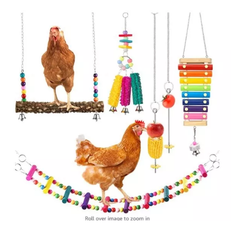 Amazon Hot Sale Pet chicken toy parrot bird toy foraging set ladder swing vegetable and fruit fork combination 6-piece set