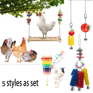 Amazon Hot Sale Pet chicken toy parrot bird toy foraging set ladder swing vegetable and fruit fork combination 6-piece set