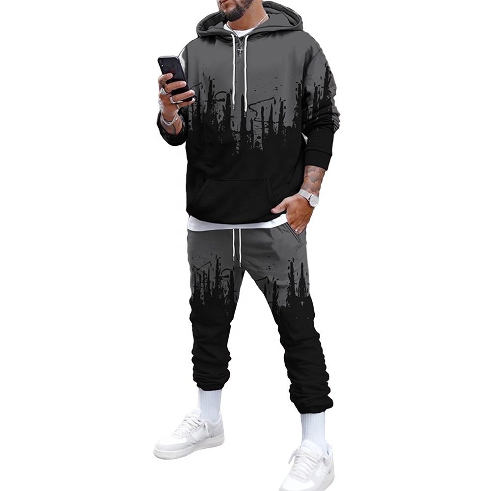 OEM Custom Designs High Quality Men Pullover Sports Suit Track Suits Hip Hop Trousers Two Piece Set Jogging Tracksuit For Men