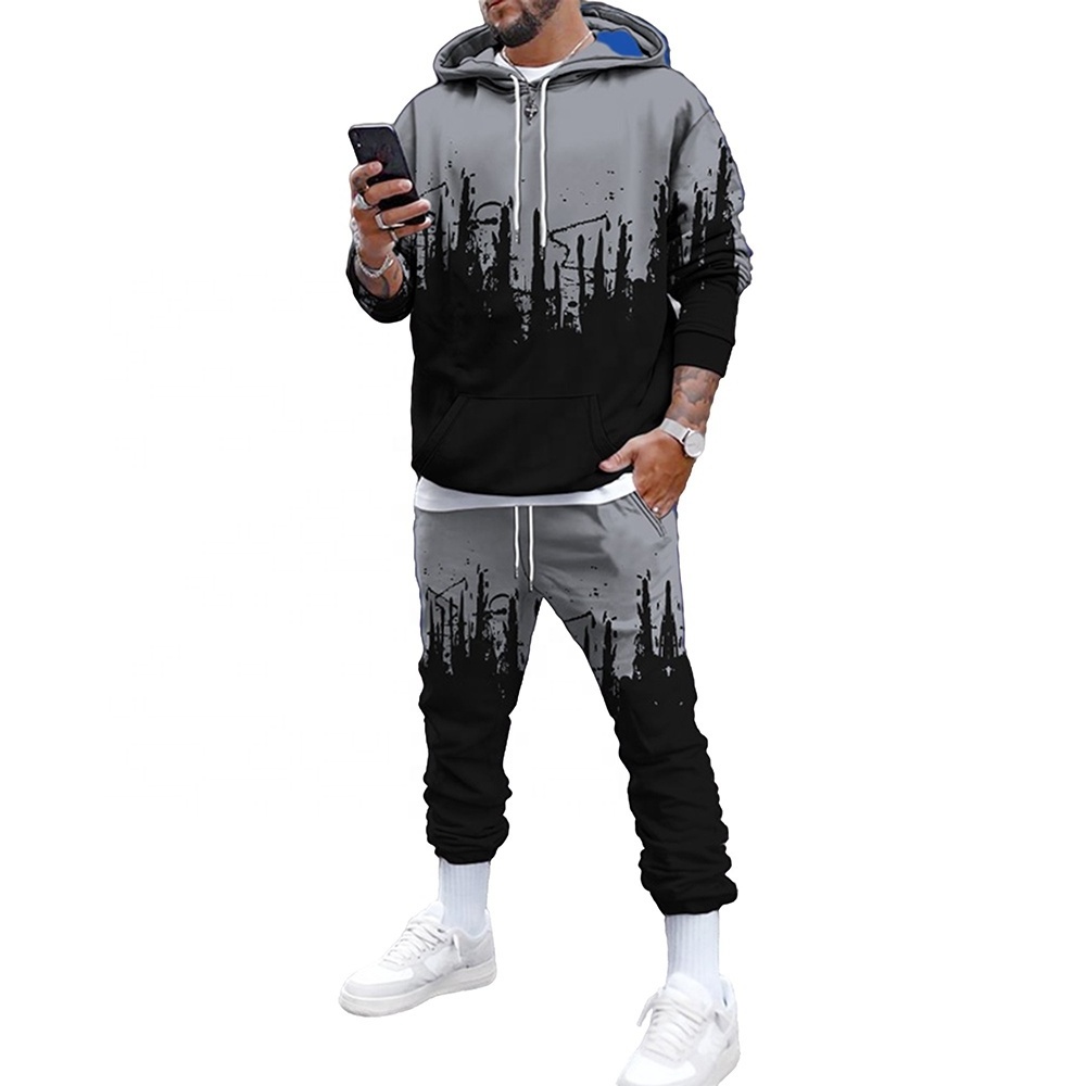 OEM Custom Designs High Quality Men Pullover Sports Suit Track Suits Hip Hop Trousers Two Piece Set Jogging Tracksuit For Men