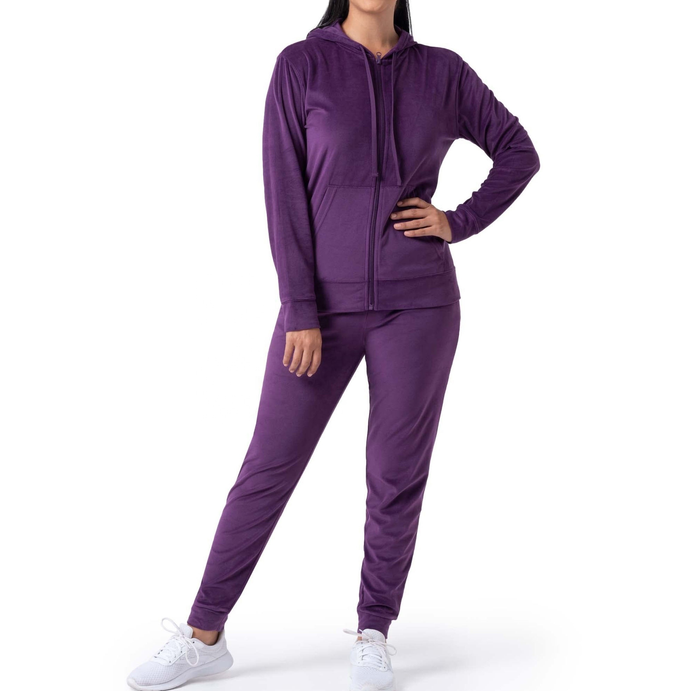 Women's Tracksuit Streetwear Hot Selling Women Sweat suit Two Piece Set purple dyed Premium custom made Women's tracksuit