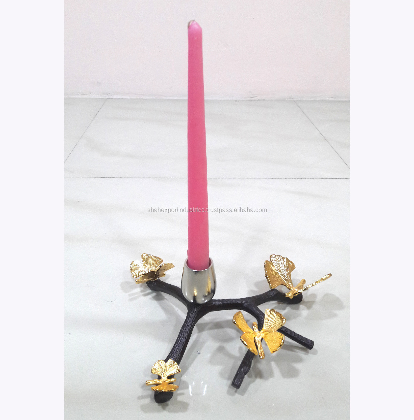 Latest 2024 Metal Candle Holder New Design Tabletop Home & Wedding Decor Gold Butterfly Candle Holder