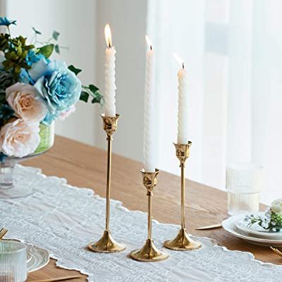 Met Gold Metallic Taper Candle Stand for Christmas Wedding Party Dinner Tables Home Decor Handcrafted Set Of 3 candle holder