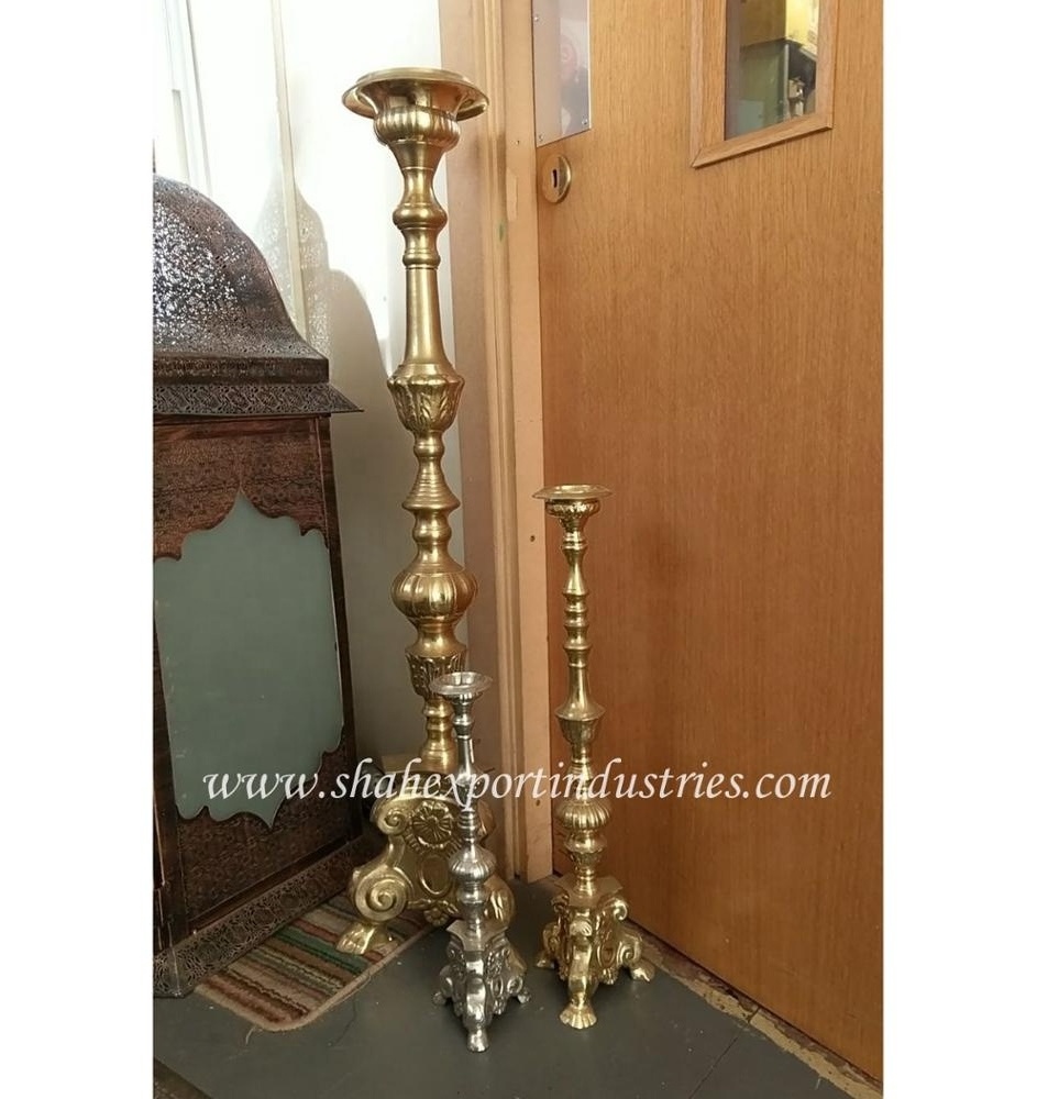 Gold Plated Baroque Church Candle Holder Home Decoration Metal Aluminum Candle Stand For Home & Wedding Centerpieces