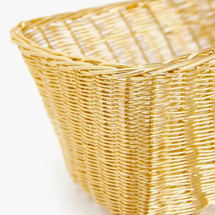 Rectangular Metal stainless steel wire basket Gold Plated for Kitchen Living Room Home Decoration Storage Basket