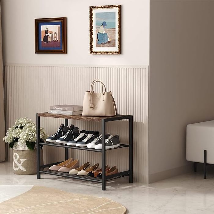 3-Tier Shoe Storage rack Tower Shoe Organizer for Closet Entryway Small Shoe Rack Table with Durable Metal Shelves