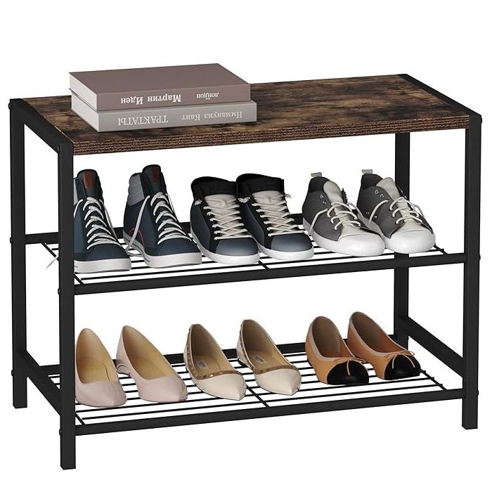 3-Tier Shoe Storage rack Tower Shoe Organizer for Closet Entryway Small Shoe Rack Table with Durable Metal Shelves