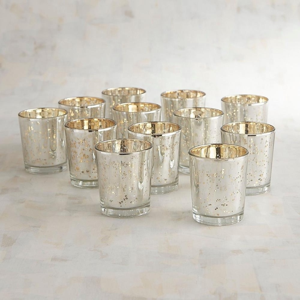 Silver Votive Candle Holders Speckled Mercury Silver Glass Candle Holder Bulk Ideal for Wedding Centerpieces & Home Decor