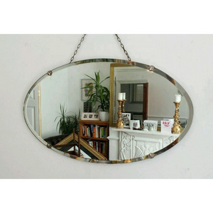 Oval Beveled Handicraft Wall Mirror Vertical or Horizontal Wall Hang Frame Less Glass Mirror For Interior Decoration