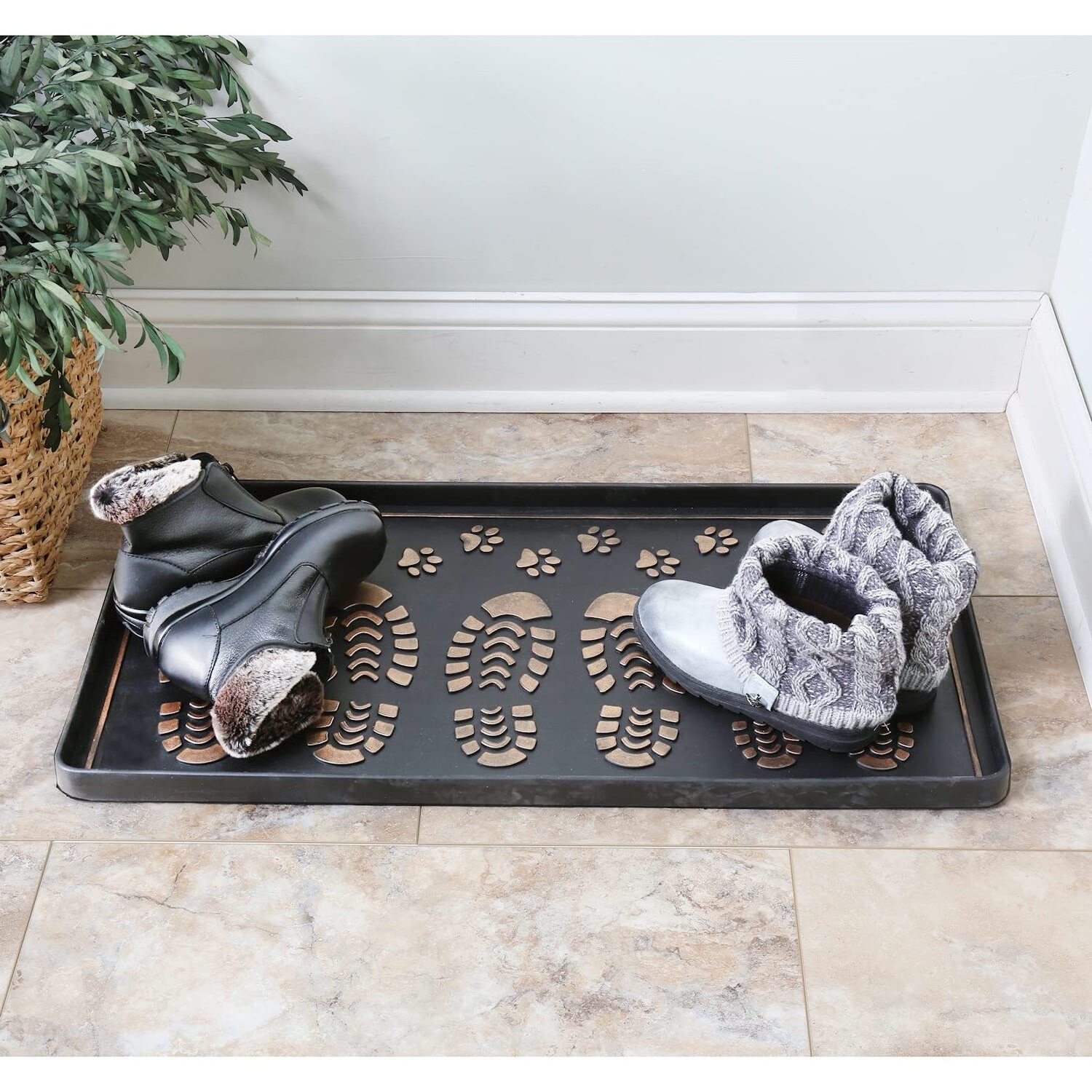 Home Decorative Entryway Boot Storage Metal Copper Embossed Tray Modern Design galvanized metal tray with handle