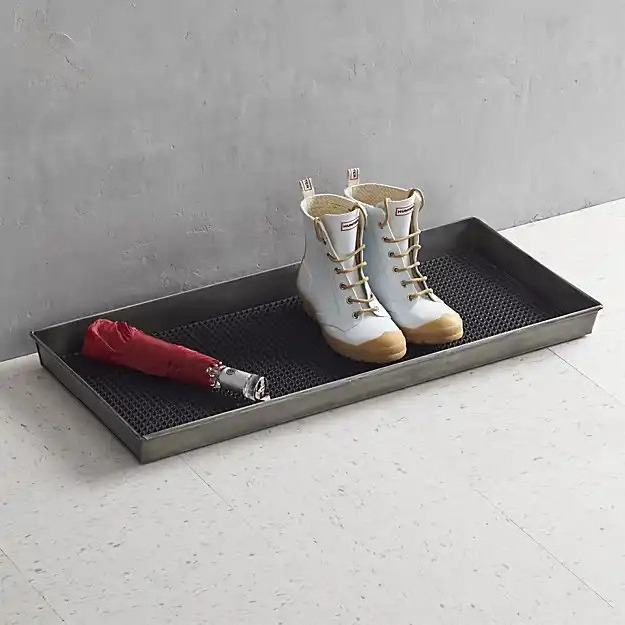 Home Decorative Entryway Boot Storage Metal Copper Embossed Tray Modern Design galvanized metal tray with handle