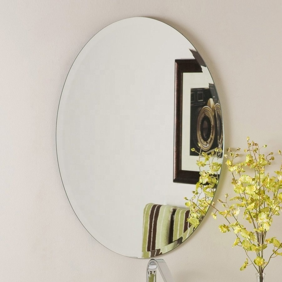 Oval Beveled Handicraft Wall Mirror Vertical or Horizontal Wall Hang Frame Less Glass Mirror For Interior Decoration