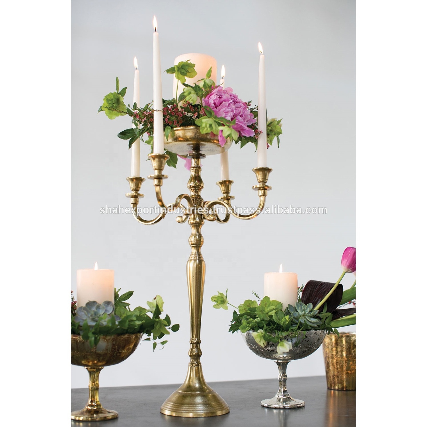 Floor Candelabra Centerpiece Tall Candle Candelabra for Taper Candle and Floral Centerpiece Stand For Wedding Party Event Decor