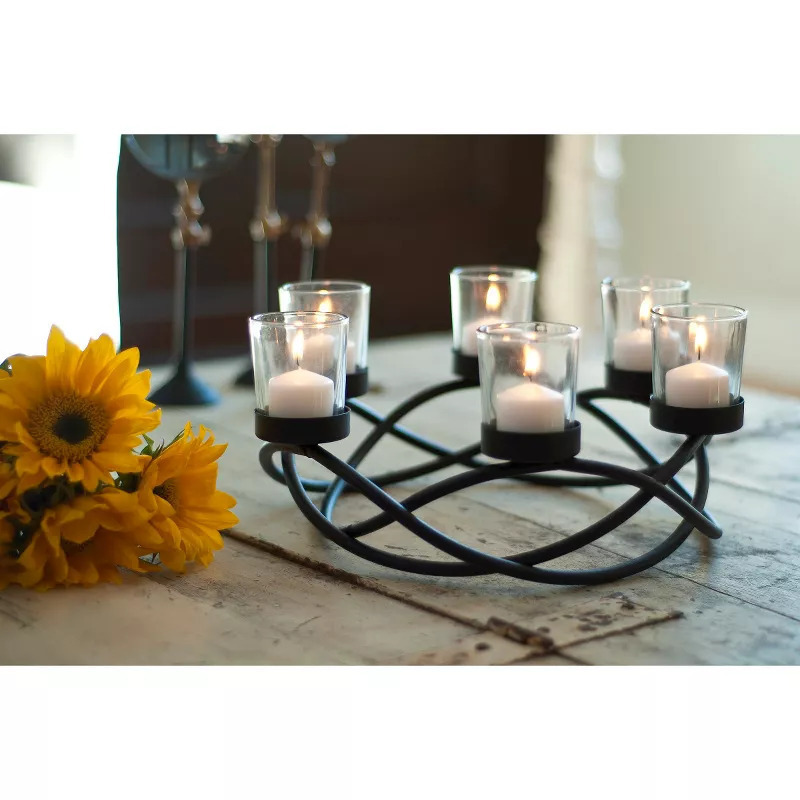 5 Lite Candle Holders With Hurricanes Glass Tea lights Candle Holder For Home & Wedding Decoration Centerpieces