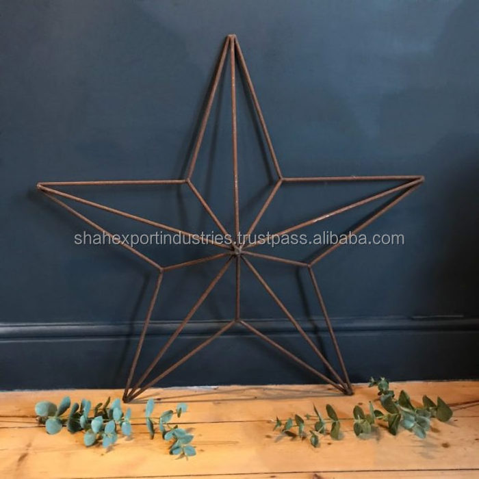 Rustic Black Metal Star Wall Mounted Decoration For Christmas Decor indoor living rooms bed rooms clubs offices & outdoor