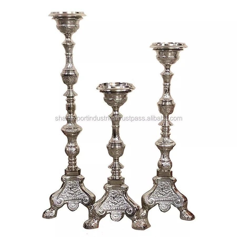 Gold Plated Baroque Church Candle Holder Home Decoration Metal Aluminum Candle Stand For Home & Wedding Centerpieces