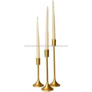 Met Gold Metallic Taper Candle Stand for Christmas Wedding Party Dinner Tables Home Decor Handcrafted Set Of 3 candle holder