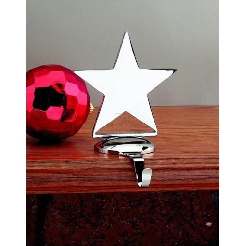 Silver Shiny Metallic Star Christmas Stocking Holders Stand Hanger Sturdy Metal Christmas Home Decoration