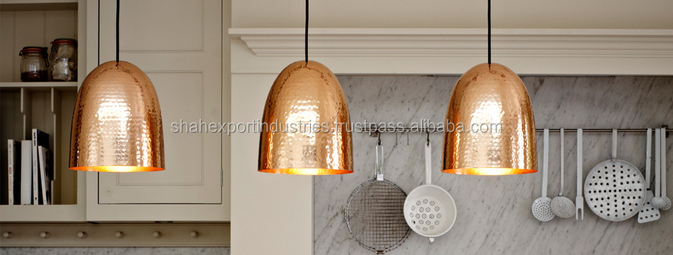 Hot Selling Home Decorative Pendant Lights lamp Metallic Copper Pendant Hanging Lamp with Hammered Design