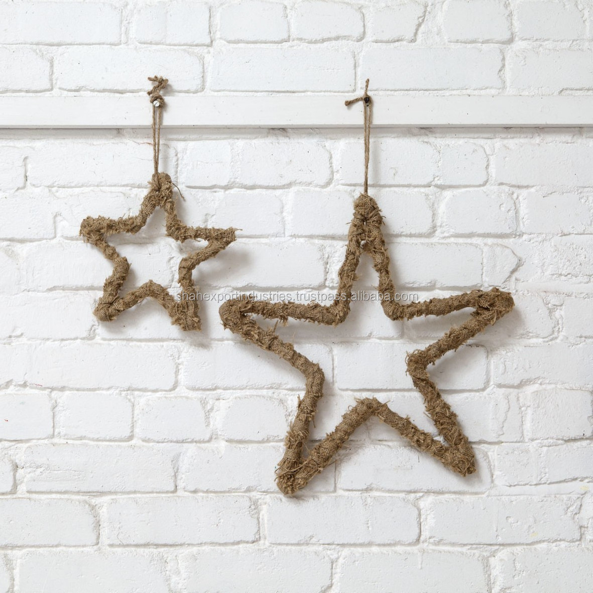 Christmas Hanging star Wall Decoration Ornament Handcrafted Jute Wrapped  X Mass Tree Decoration star