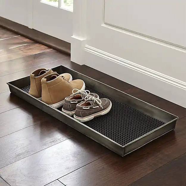 Home Decorative Entryway Boot Storage Metal Copper Embossed Tray Modern Design galvanized metal tray with handle