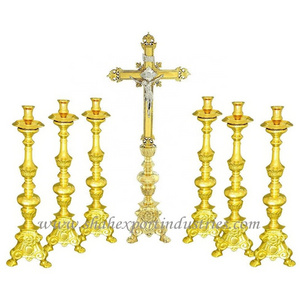 Gold Plated Baroque Church Candle Holder Home Decoration Metal Aluminum Candle Stand For Home & Wedding Centerpieces