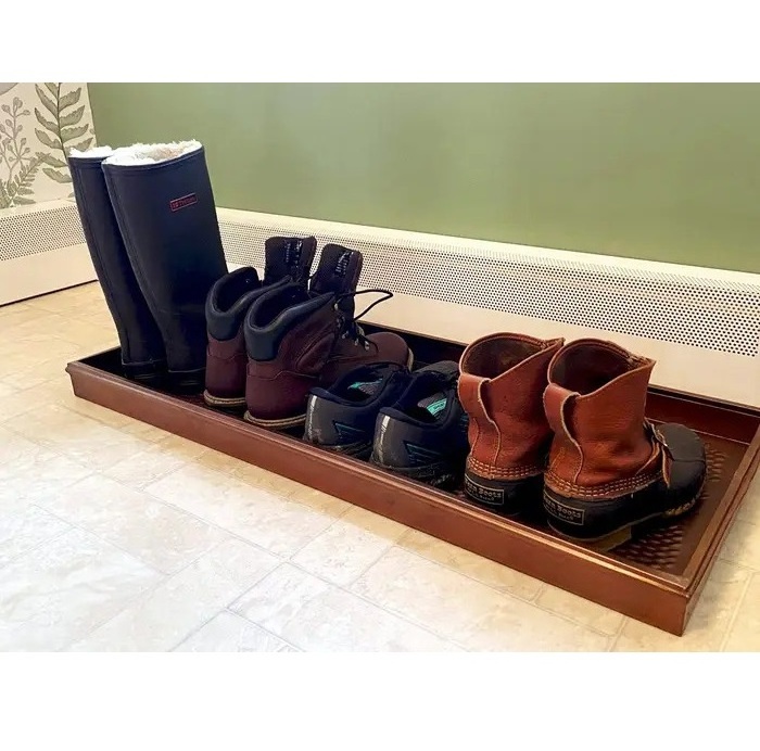 Home Decorative Entryway Boot Storage Metal Copper Embossed Tray Modern Design galvanized metal tray with handle