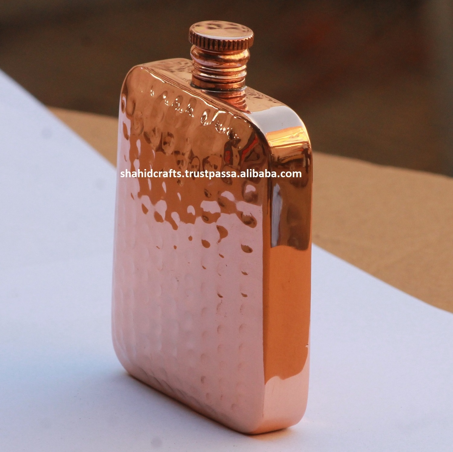 High Quality and 100% Pure Copper Hip Flask Hammered, New Curve Design