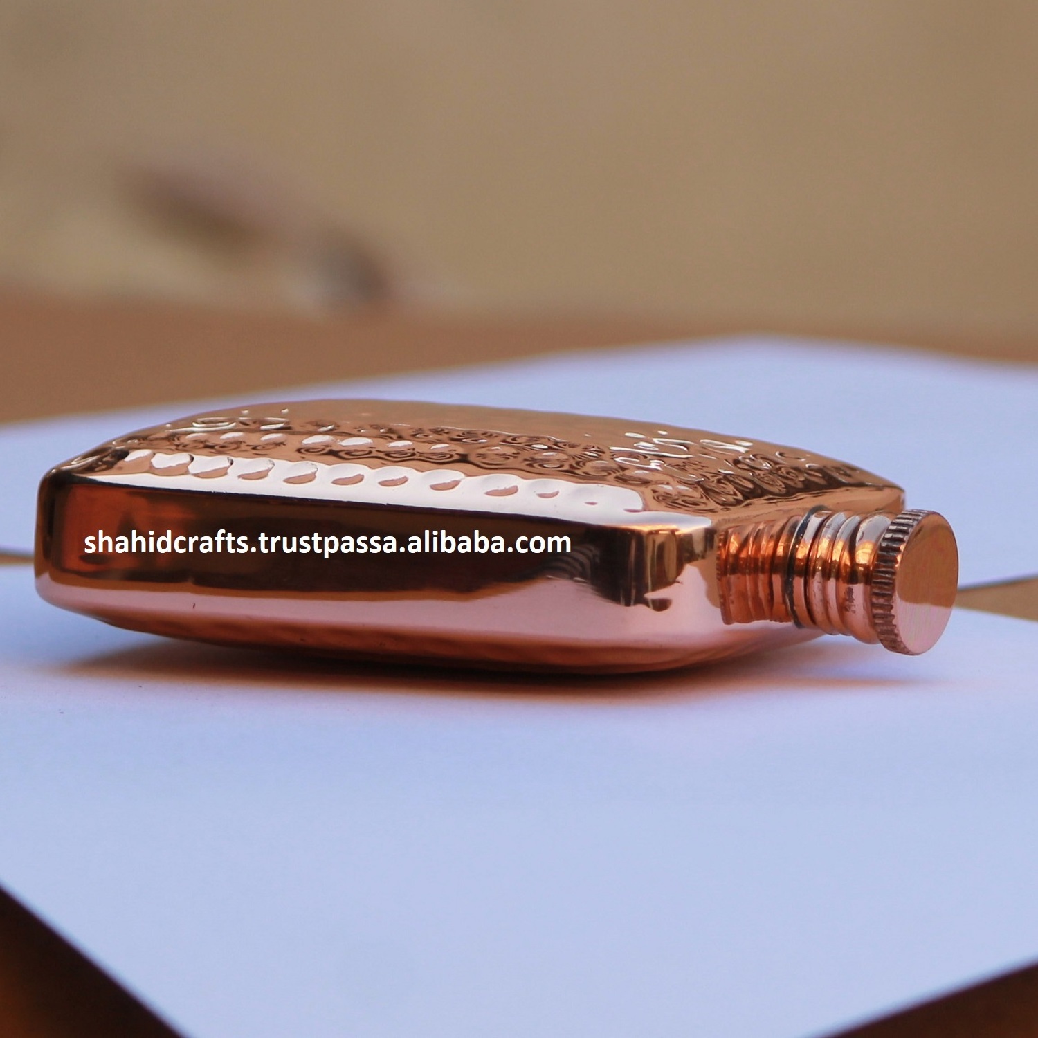 High Quality and 100% Pure Copper Hip Flask Hammered, New Curve Design