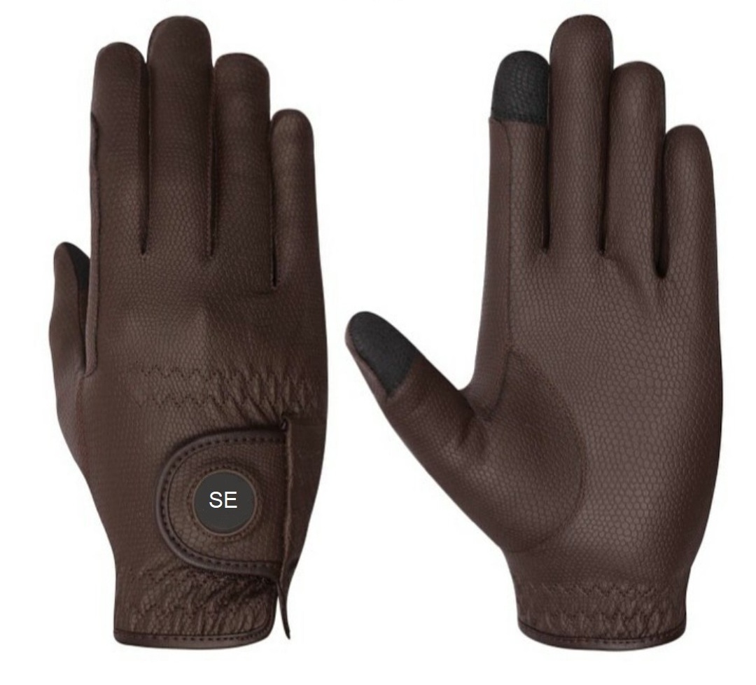 Ladies Women Horse Riding Gloves Cotton Track Fabric Gloves Leather Equestrian Gloves