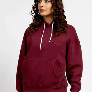 Maroon Oversized Pullover Hoodie Customize Cotton Fleece Women Hoodie and sweatshirt 320 Gsm solid color hoodie dress womens