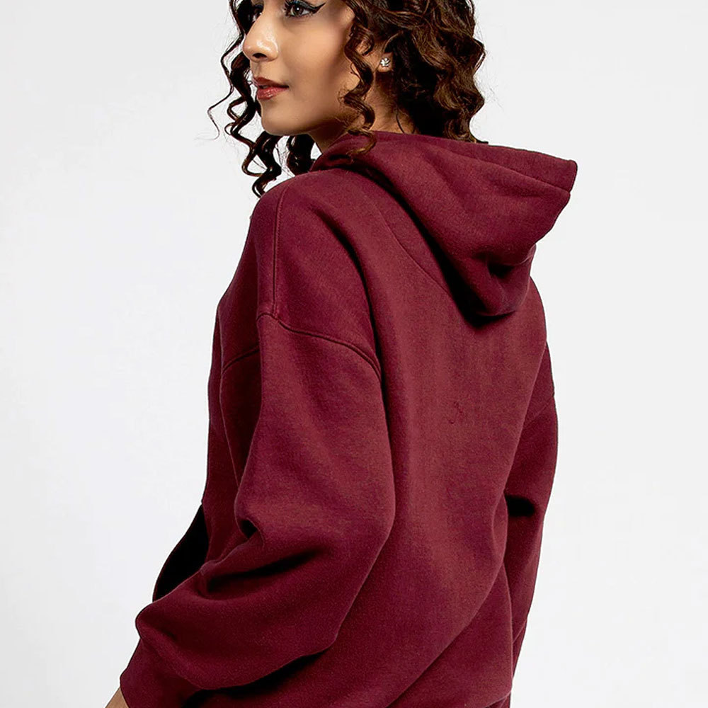 Maroon Oversized Pullover Hoodie Customize Cotton Fleece Women Hoodie and sweatshirt 320 Gsm solid color hoodie dress womens