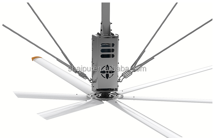 Hvls  Motor Big ass Hot Sell Newest Industrial Ceiling Fan Factory Ceiling Ventilation Fan Cooling 24 Feet 16 Feet Green Silver