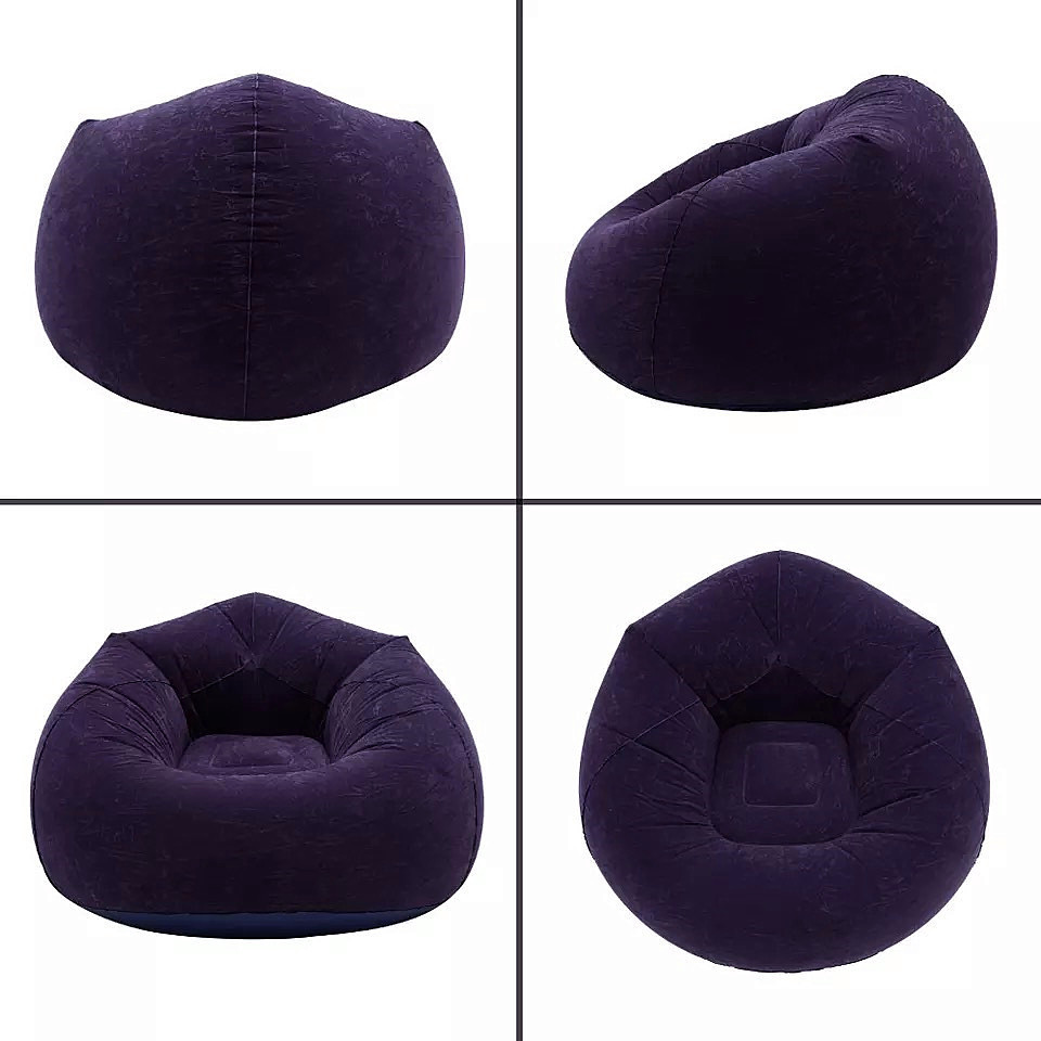 2023 Hot Sale 110Cm Pvc Flocking Inflatable Lazy Sofa Lounger Bean Bag Sofa Chair