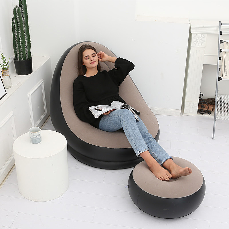 Inflatable Lounge Chair with Ottoman Blow Up Chaise Lounge Portable Lazy Sofa Set Indoor Outdoor inflatable sofa chair