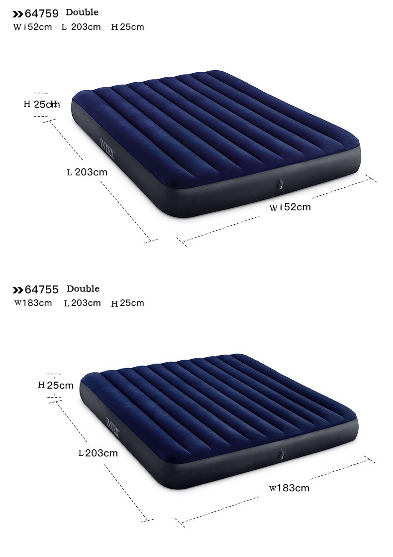 INTEX 64756 Flocked Full-size Air Bed Inflatable Folding Air Mattress Bed with Pump Inflatable Camping Mattress Home Furniture